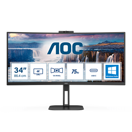 AOC/CU34V5CW/34"/VA/3440x1440/100Hz/1ms/Black/3R