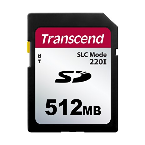 Transcend 512MB SD220I MLC průmyslová paměťová karta (SLC Mode), 22MB/s R,20MB/s W, černá