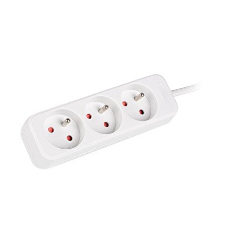LANBERG Prodlužovací přívod 3M 3X klasická zásuvka měď kabel bílý