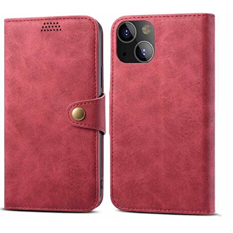 Lenuo Leather flipové pouzdro pro iPhone 14, červená