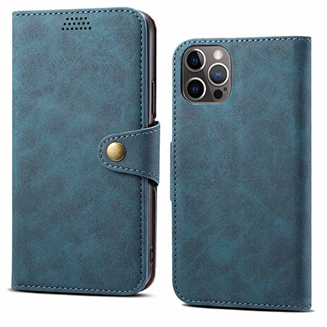 Lenuo Leather flipové pouzdro pro iPhone 14 Pro, modrá