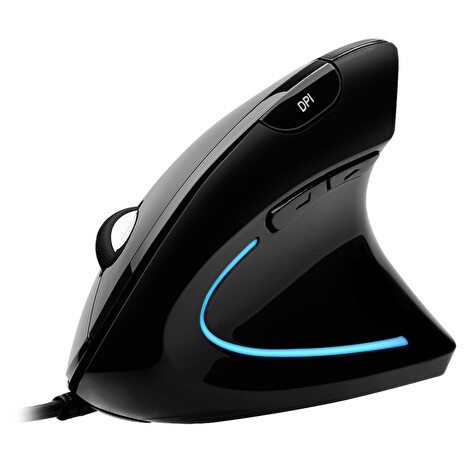 Adesso iMouse E1/ drátová myš/ vertikální ergonomická/ optická/ podsvícená/ 1000-1600 DPI/ USB/ černá