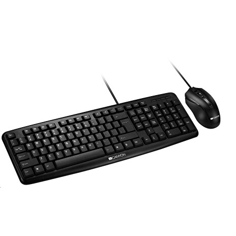 CANYON drátový SET-1 CS klávesnice + optická myš 1000 DPI, USB, CS, voděodolná, černá