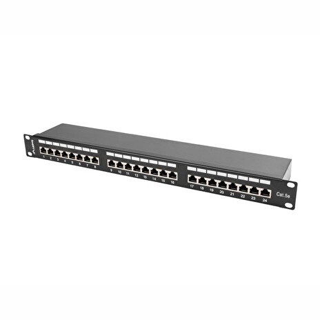 LANBERG PATCH PANEL 24 PORT 1U 19” CAT.5E SHIELDED BLACK