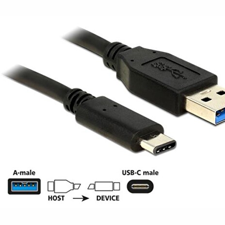 DeLOCK - USB kabel - USB-C (M) do USB Type A (M) - USB 3.1 Gen 2 - 1 m - reverzibilní konektor C - černá