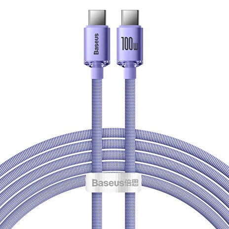 Baseus CAJY000705 Crystal Shine Series Datový Kabel USB-C - USB-C 100W 2m Purple
