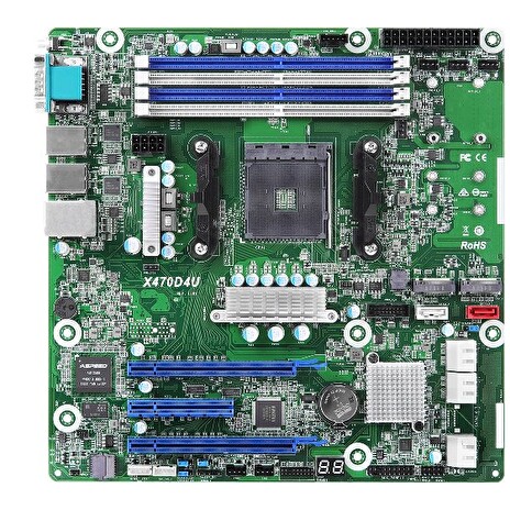 ASRock Rack X470D4U AM4, 4x DDR4 ECC, 6x SATA, M.2(22110), 3x PCIe, 2x LAN, IPMI