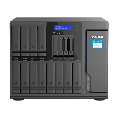 QNAP TS-1655-8G (8core 2,8GHz, 8GB RAM, 12x 3,5"+4x 2,5" SATA, 2x M.2 NVMe slot, 2x 2,5GbE, 3x PCIe)