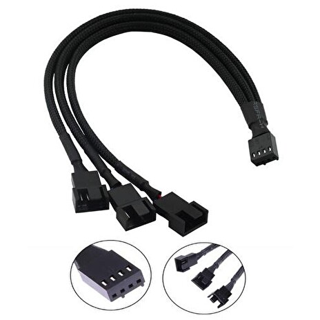 1stCOOL kabel Fan PWM splitter, redukce pro ventilátory 1x 4pin PWM na 3x 4pin PWM