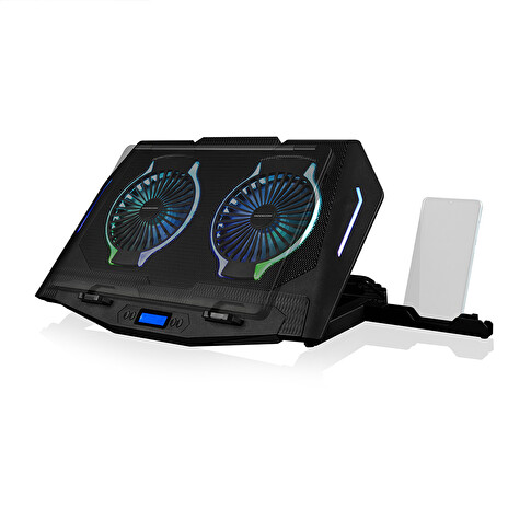 Modecom chladící podložka pod notebook MODECOM MCCF21 RGB Silent Fan s 2 větráky, pro notebooky do velikosti 17"