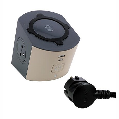 LEGRAND Revolution zásuvkový blok 2x2P+T/USB A+C s indukční nabíjecí plochou, bílá-hnědošedá