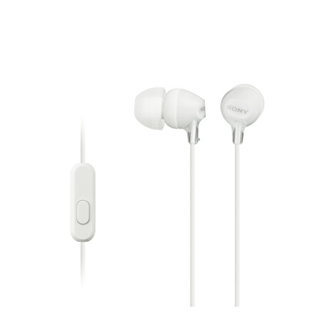 SONY headset do uší MDREX15APW/ sluchátka drátová + mikrofon/ 3,5mm jack/ citlivost 100 dB/mW/ bílá
