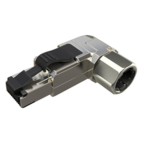 Konektor 90°RJ45 CAT5E STP univerzální samoř.prům.