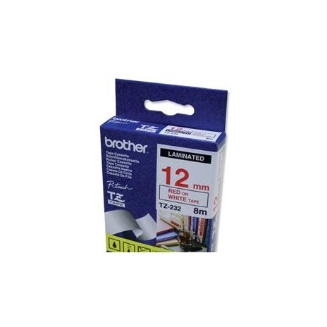 Brother - TZe-232, bílá / červená - 1 ks (12mm, laminovaná)