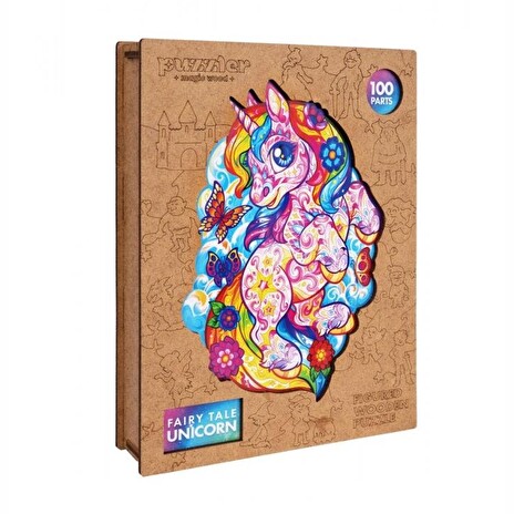 Puzzle dřevěné, barevné - Pohádkový jednorožec