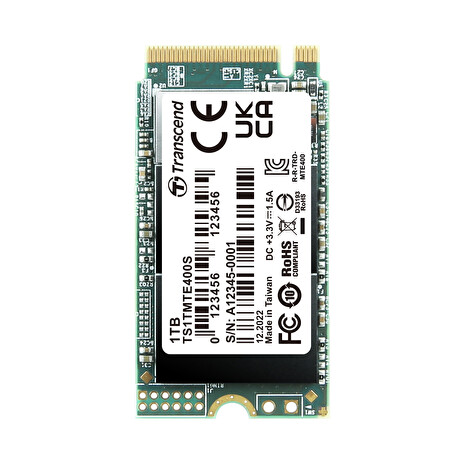 TRANSCEND MTE400S 1TB SSD disk M.2 2242, NVMe PCIe Gen3 x4 2,000MB/s R 1,700MB/s W
