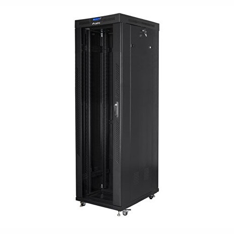LANBERG Volně stojící skříň 19" 42U/600X1000 (v rozloženém stavu) skleněné dveře LCD černá (RAL9004)