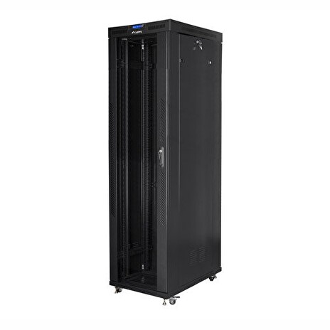 LANBERG Volně stojící skříň 19" 47U/800x1000 (v rozloženém stavu) skleněné dveře LCD černá (RAL9004)