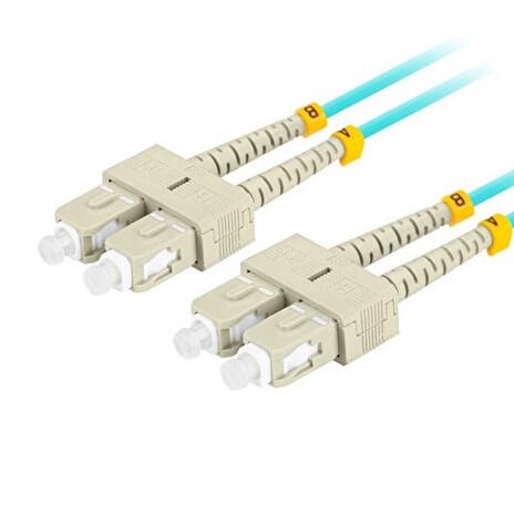 LANBERG optický patch cord MM SC/UPC-SC/UPC duplex 5m LSZH OM3 50/125 průměr 3mm, barva cyan