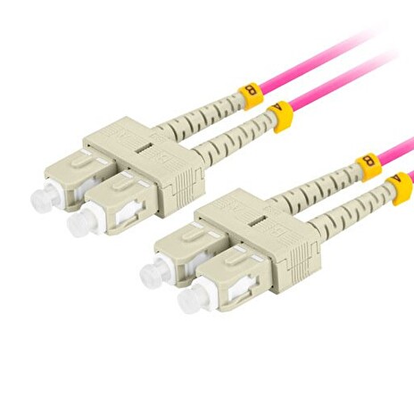 LANBERG optický patch cord MM SC/UPC-SC/UPC duplex 2m LSZH OM4 50/125 průměr 3mm, barva magenta