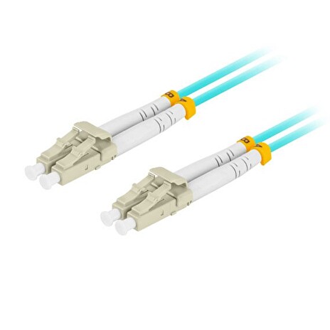 LANBERG optický patch cord MM LC/UPC-LC/UPC duplex 1m LSZH OM3 50/125 průměr 3mm, barva cyan