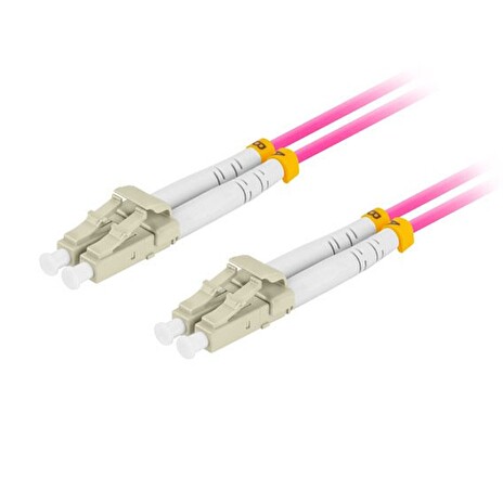 LANBERG optický patch cord MM LC/UPC-LC/UPC duplex 1m LSZH OM4 50/125 průměr 3mm, barva magenta