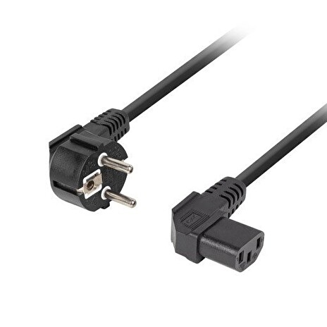 CEE 7/7->IEC 320 C13 POWER CORD 3m ANGLED RIGHT VDE černá