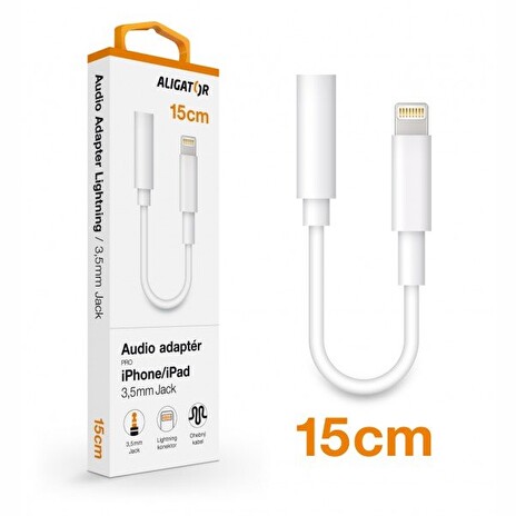 ALIGATOR Audio adaptér Lightning / 3,5mm Jack, bílý