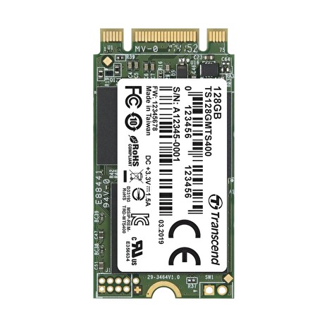 TRANSCEND MTE400S 256GB SSD disk M.2 2242, NVMe PCIe Gen3 x4, 2TB/s R, 1TB/s W