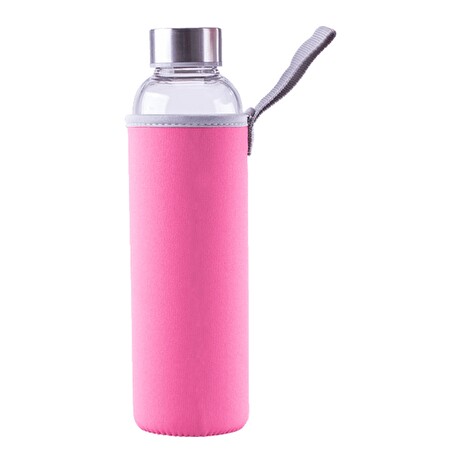 Láhev Steuber skleněná s obalem 500 ml, růžová