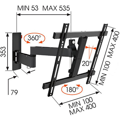 LCD rameno Vogel´s W53070, 32-55", 3 klouby, černé