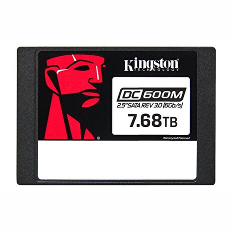 Kingston SSD DC600M 7680GB SATA III 2.5" 3D TLC (čtení/zápis: 560/530MBs; 94/34k IOPS; 1DWPD), Mixed-use
