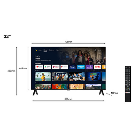 TCL 32S5400AF TV SMART ANDROID LED, 80cm, Full HD, PPI 700, Direct LED, HDR10, DVB-T2/S2/C, VESA