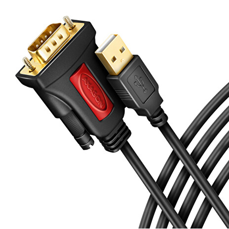 AXAGON ADS-1PSN, USB-A 2.0 - sériový RS-232 DB9-M Prolific adaptér / kabel 1.5m