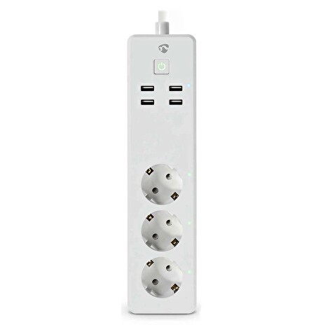 NEDIS Wi-Fi chytrý prodlužovací přívod/ 3x zásuvka typu F/ 16A/ 4x USB/ 1,8m/ Android/ iOS/ Nedis® SmartLife/ bílá