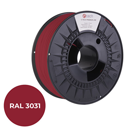 C-TECH tisková struna PREMIUM LINE ( filament ) , ABS, orientální červená, RAL3031, 1,75mm, 1kg