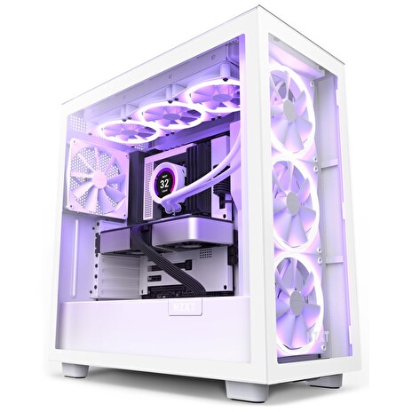 NZXT skříň H7 Elite Edition / ATX / 4x 140mm (3x RGB) fan / USB-C / 2x USB/ proskl. bočnice / proskl. panel / bílá