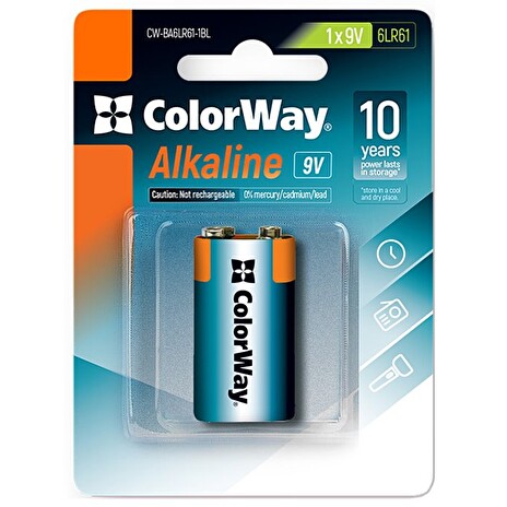 Colorway alkalická baterie 6LR61/ 9V/ 1ks v balení/ Blister