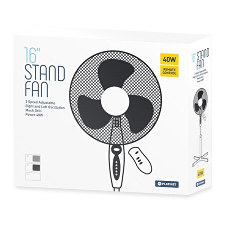 PLATINET stojící ventilátor 40W s ovladačem/šedý