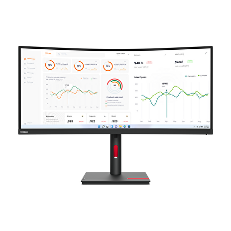 Lenovo LCD T34w-30 34" VA/3440x1440/6ms/HDMIsa/DP/4xUSB/Výškově nastavitelný/Pivot/Vesa