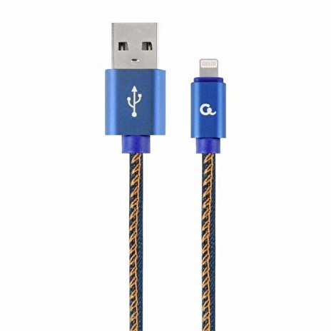 Gembird Premium jeans (denim) 8-pin cable with metal connectors, 1m, blue