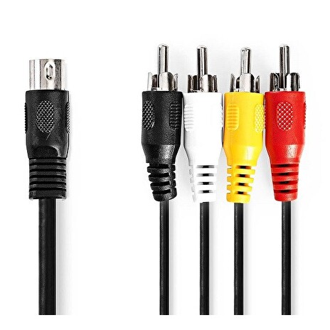 Nedis CAGL20400BK10 - Audiokabel DIN | DIN 5-pin Zástrčka - 4x RCA Zástrčka | 1 m | Černá