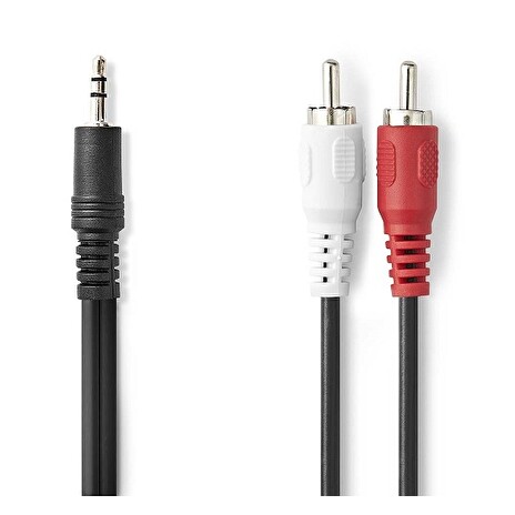 Nedis CAGL22200BK50 - Stereo Audio Kabel | 3,5 mm Zástrčka – 2x RCA Zástrčka | 5 m | Černá