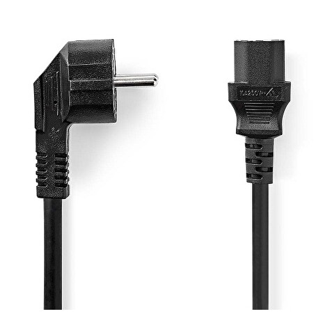 Nedis CEGL10000BK20 - Napájecí Kabel | Typ F Zástrčka | IEC-320-C13 | Úhlový | Přímý | 2 m | Černá