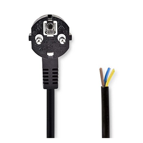 Nedis CEGL10700BK30 - Napájecí Kabel | Typ F Zástrčka | Open | Úhlový | Přímý | 3 m | Černá