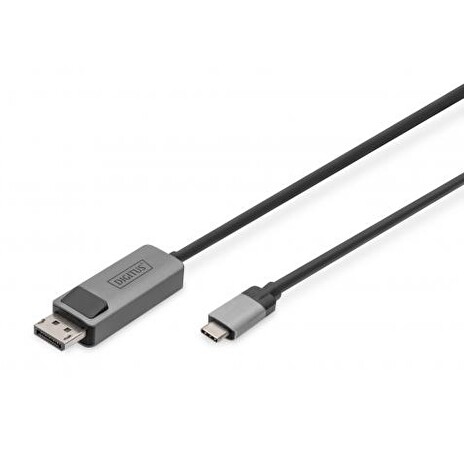 DIGITUS 8K@30Hz. USB type C na DP, Adaptérový kabel HBR3, hliníkové pouzdro, černá 2m