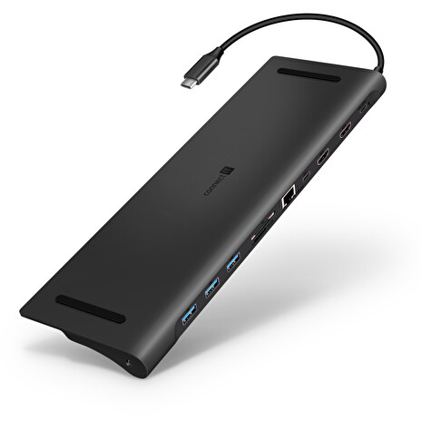 CONNECT IT USB-C dokovací stanice, 11v1 ,2xHDMI,RJ45, 3x USB,3,5mm, čtečka karet, externí, ANTRACITOVÝ