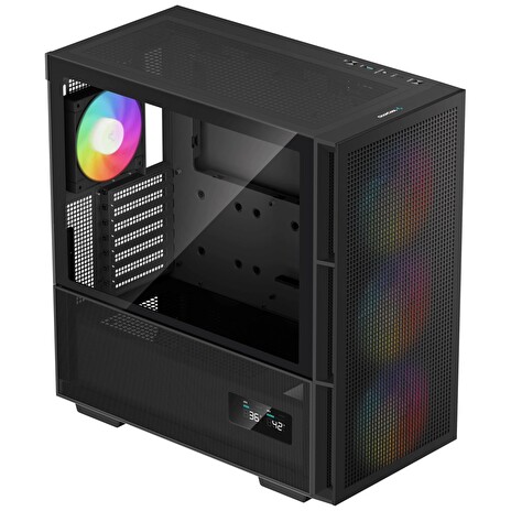 DEEPCOOL skříň CH560 Digital / MidT/ 3x140 a 120mm ARGB fan / USB 3.0 / USB-C/ tvrzené sklo / digitální displej / černá