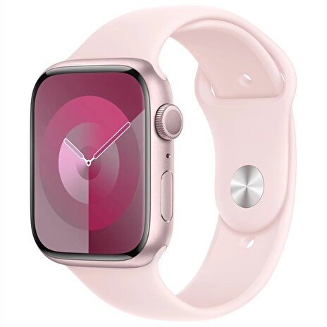 Apple Watch Series 9 45mm Růžový hliník se světle růžovým sportovním řemínkem M/L