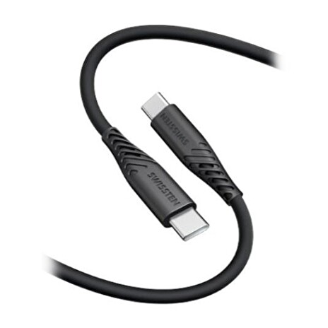 Swissten Datový kabel SOFT SILICONE USB-C / USB-C 1,5 M, PD 60 W, černý